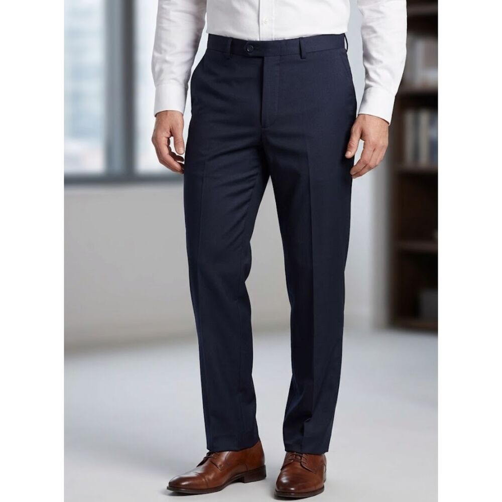 New Haggar eClo Stria No Iron Classic Crease Dress Pant Men's Size 34 x 30